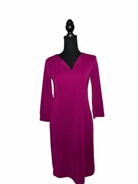 The Limited Magenta Split V-Neck Long Sleeve Sheath Dress SP